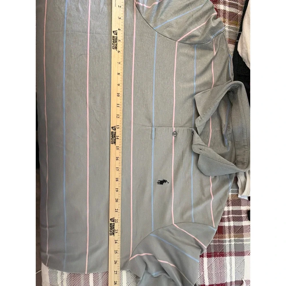 Polo Ralph Lauren Performance Gray Pink Blue Striped Golf Polo Shirt Mens XXL